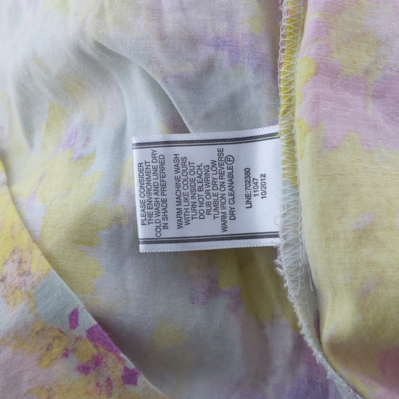 Portmans Women's Dress Size 14 Yellow Pink Floral V-Neck Shirring Bow Sleeveless - Picture 13 of 13